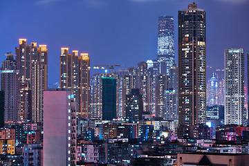 Image showing Hong Kong with crowded buildings at night