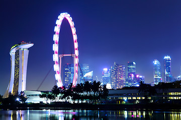 Image showing Singapore city skyline at night