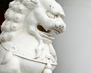 Image showing Chinese lion statue close up