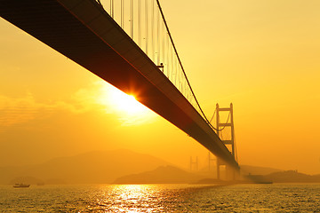 Image showing tsing ma bridge in sunset