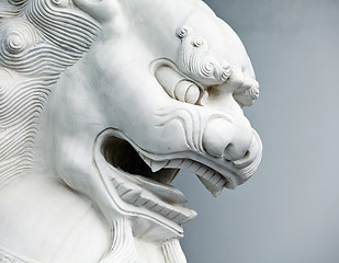 Image showing Chinese lion statue close up