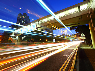 Image showing light trail in city at night