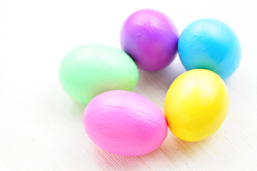 Image showing children paint colorful easter eggs