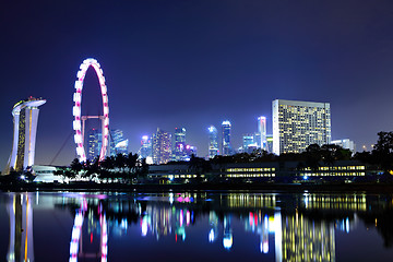 Image showing Singapore city skyline at night