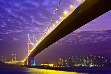 Image showing Tsing Ma Bridge at night