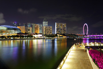 Image showing Singapore city skyline at night