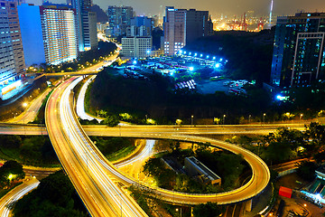 Image showing Highway at night in modern city