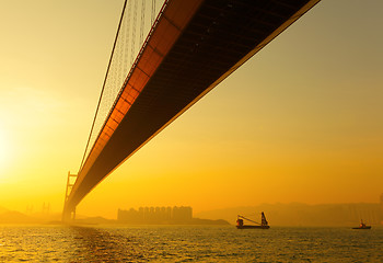 Image showing tsing ma bridge in sunset