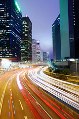 Image showing futuristic urban city with car light