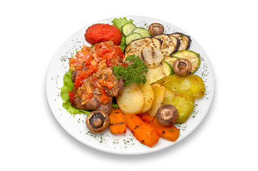 Image showing grilled veal fillet mignon with grilled vegetables