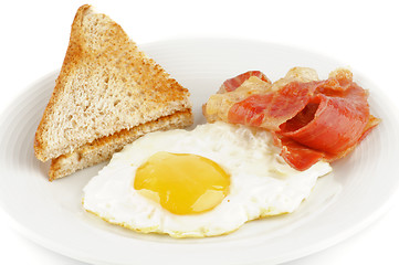 Image showing Bacon, eggs and toasts