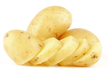 Image showing Raw Potato Full body and Freshly slided 