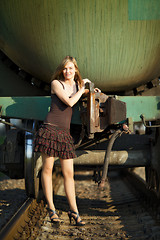 Image showing Beautiful Girl on Railway Station