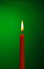 Image showing Candle On Green