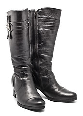 Image showing Black Leather Female Boots