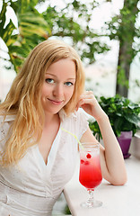 Image showing Beautiful Girl in Cafe