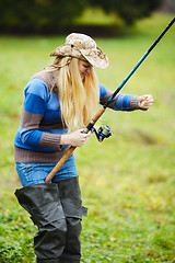 Image showing Woman Fishing