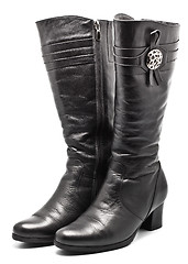 Image showing Black Leather Female Boots