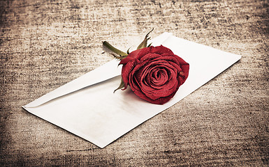 Image showing Red Rose and Letter