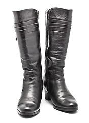 Image showing Black Leather Female Boots