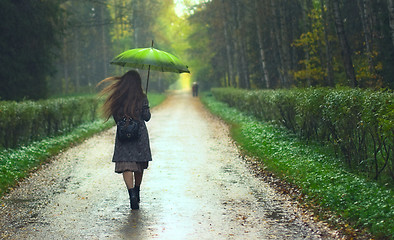 Image showing Girl under Rain