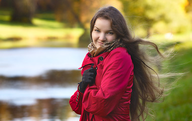 Image showing Girl on River Shore