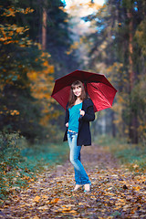 Image showing Girl with Red Umbrella