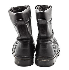 Image showing Black Leather Army Boots