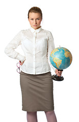 Image showing angry teacher with globe