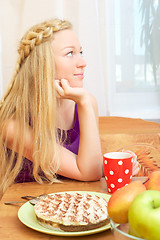 Image showing Girl Enjoying Tea