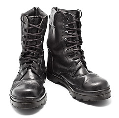 Image showing Black Leather Army Boots