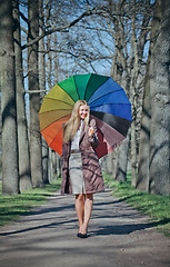 Image showing Beautiful Woman with Umbrella