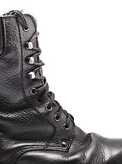 Image showing Black Leather Army Boot