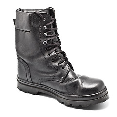 Image showing Black Leather Army Boot