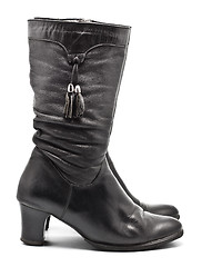 Image showing Black Leather Female Boots