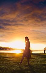 Image showing Girl in Sunset