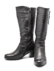 Image showing Black Leather Female Boots