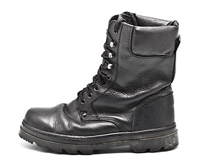 Image showing Black Leather Army Boot