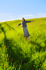 Image showing happy woman in field