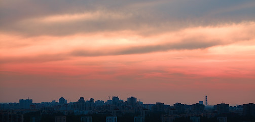 Image showing Sunset Over City