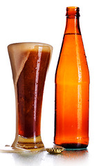 Image showing Bottle and Glass of Beer