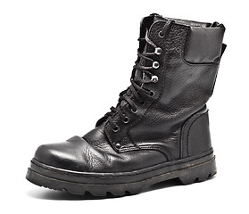 Image showing Black Leather Army Boot