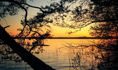 Image showing Sunset on a Lake