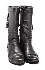 Image showing Black Leather Female Boots