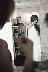 Image showing Bride Before Mirror