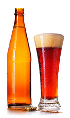 Image showing Bottle and Glass of Beer