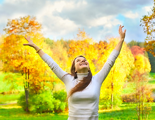 Image showing Girl in Autumn Forest