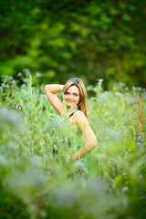 Image showing Beautiful Girl in Grass