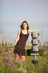 Image showing Beautiful Girl on Railway Station