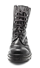 Image showing Black Leather Army Boot